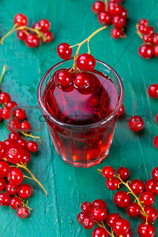 Red currant juice in glass