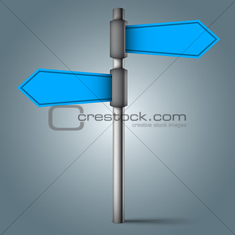 Road sign - four blue arrows.