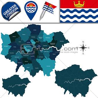 Map of Greater London, UK
