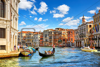 Venice, Italy. Gondolas on Grand Channel