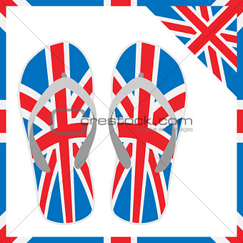 summer slippers with England flag design. vector illustration eps 10