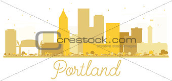 Portland Oregon USA City skyline golden silhouette.