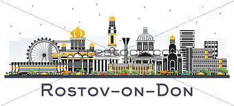 Rostov-on-Don Russia City Skyline with Color Buildings Isolated 