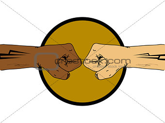 Unite colours double fist hand drawn