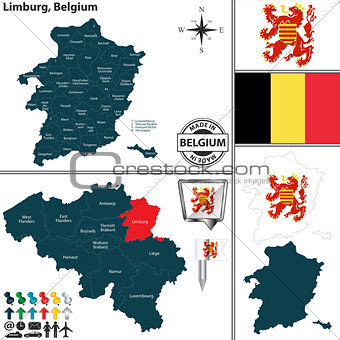 Map of Limburg, Belgium