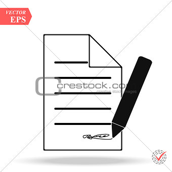 Document With Pencil Icon on white background.