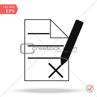 Text or file delete icon in simple outline design. EPS10 vector illustration.