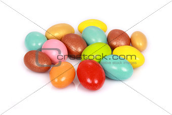 Colorful candies isolated on white background. Shallow DOF