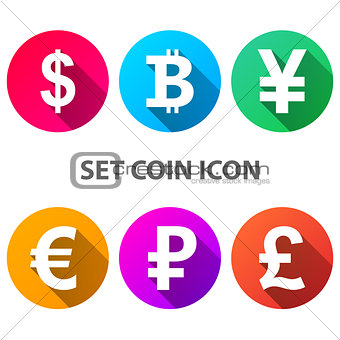 Dollar, Bitcoin, Yen, Euro Ruble Pound icon