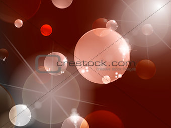 bubbles with reflections on red background