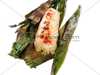 Sticky rice with white background