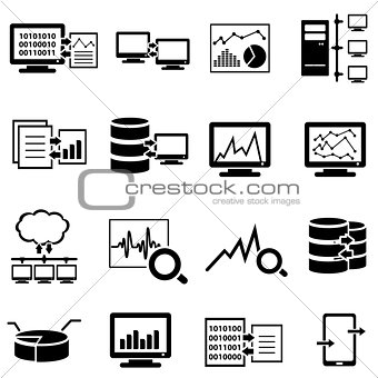 Big data, computer and cloud computing web icons