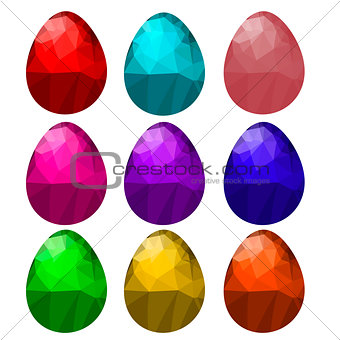 Set of Colorful Polygonal Easter Eggs