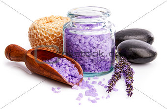 Spa still life with lavender salt