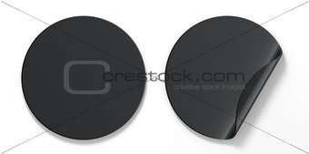 Blank black circle stickers with curved corner 3D