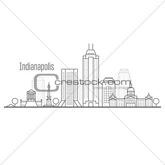 Indianapolis city skyline - downtown cityscape, towers and landm