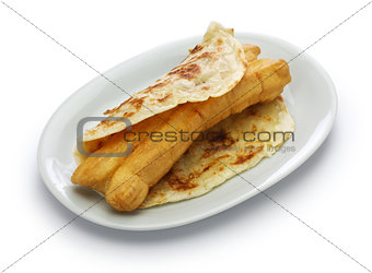 shaobing youtiao, chinese cruller in layered flatbread