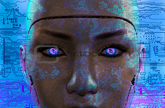 Dark female robot face