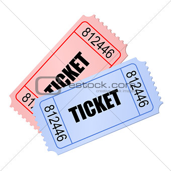 Two overlapping movie tickets in retro style