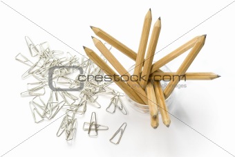 Pencils and paper clips