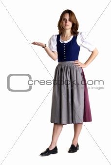 woman in Dirndl shows