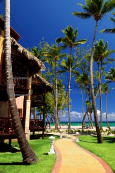 Tropical resort on ocean shore 