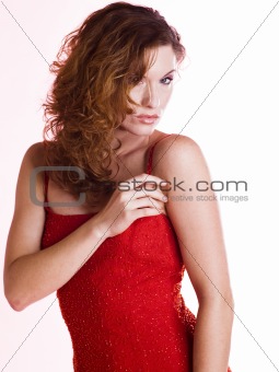 Woman in red dress