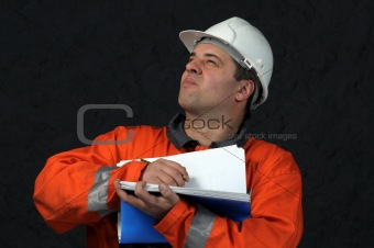 mine worker with file