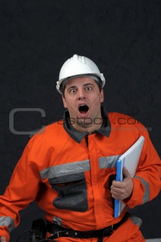 mine worker with file