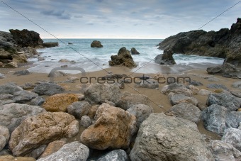 Rocks of the beach of Usgo in Cantabria