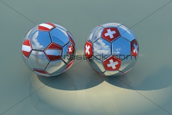 Two chrome balls with flags