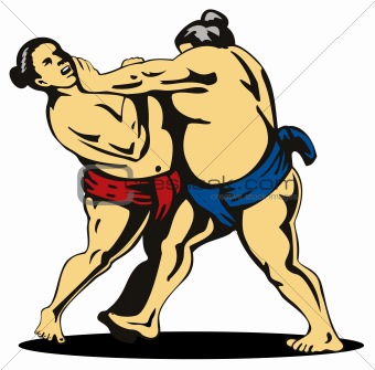 Sumo Wrestlers in action