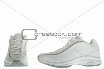 Side profile of a pair fo baseketball shoes