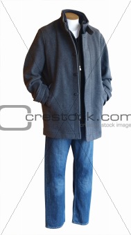 Male shop mannequin dressed in casual clothes