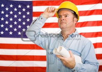 Patriotic Construction Worker