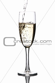 Wine poured into the glass