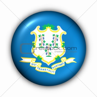 Round Button USA State Flag of Connecticut