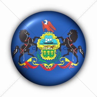 Round Button USA State Flag of Pennsylvania