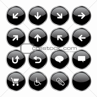 Web icon set 2  (16 black buttons)