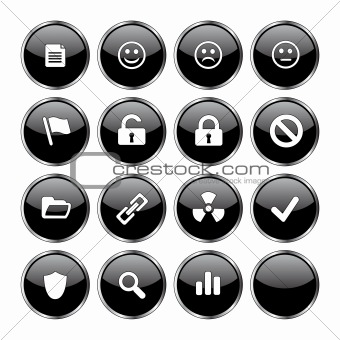 Web icon set 3  (16 black buttons)