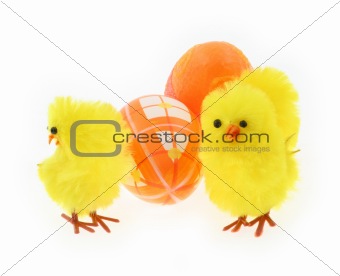 toy chickens with decorated eggs