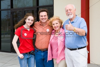 Election - Family Outside Polls