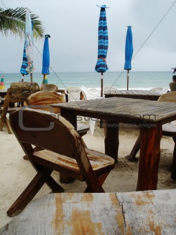 Tables at the beach