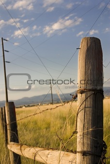 Wooden Gate with Blue Skies in the Country