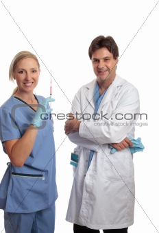 Surgeon and scrub nurse
