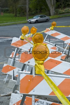 traffic signs with contrction tape