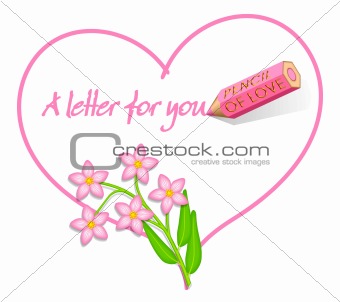 Love Note with Wild Pink Flowers, Centaurium erythraea.