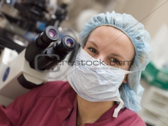 Portrait of embryologist wearing mask