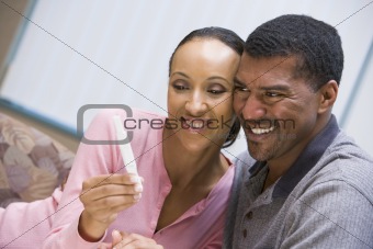 Couple with home pregnancy test