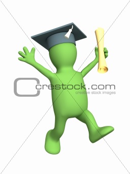 Happy 3d puppet the received diploma